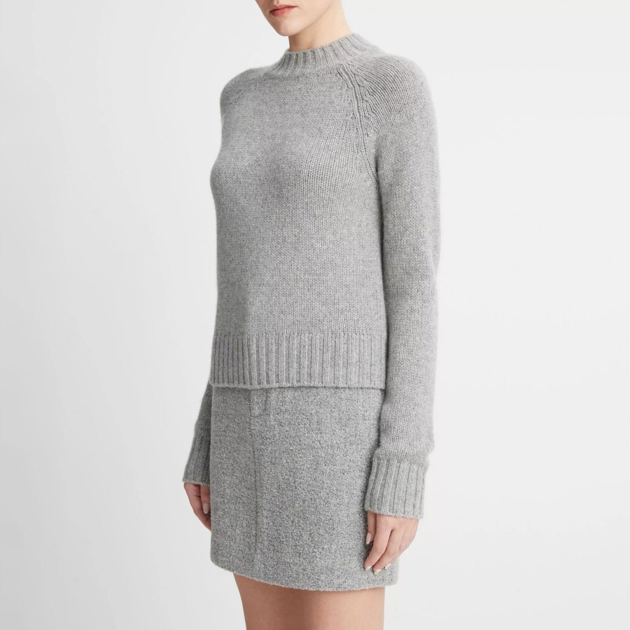Clothing Vince | Shrunken Mock Neck Sweater Heather Silver Dust