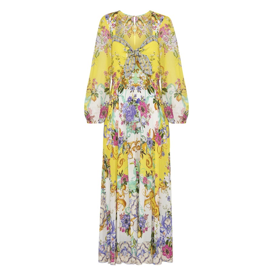 Clothing Camilla | Tie Front Silk Dress Caterina Spritz