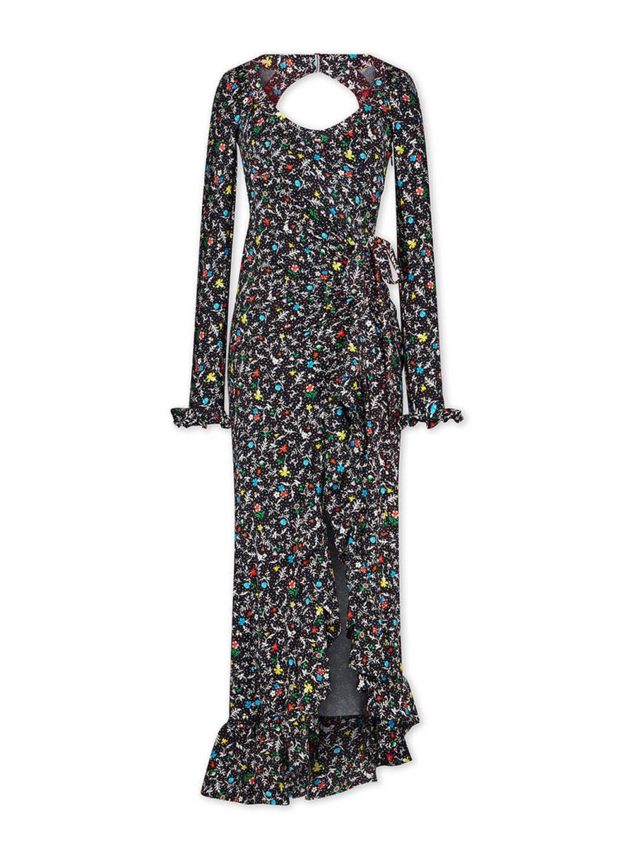 Clothing Rabanne | Floral-Print Jersey Midi Dress Floral Black
