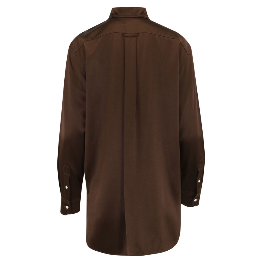 Clothing Polo Ralph Lauren | Silk Charm Button Down Shirt Dark Brown