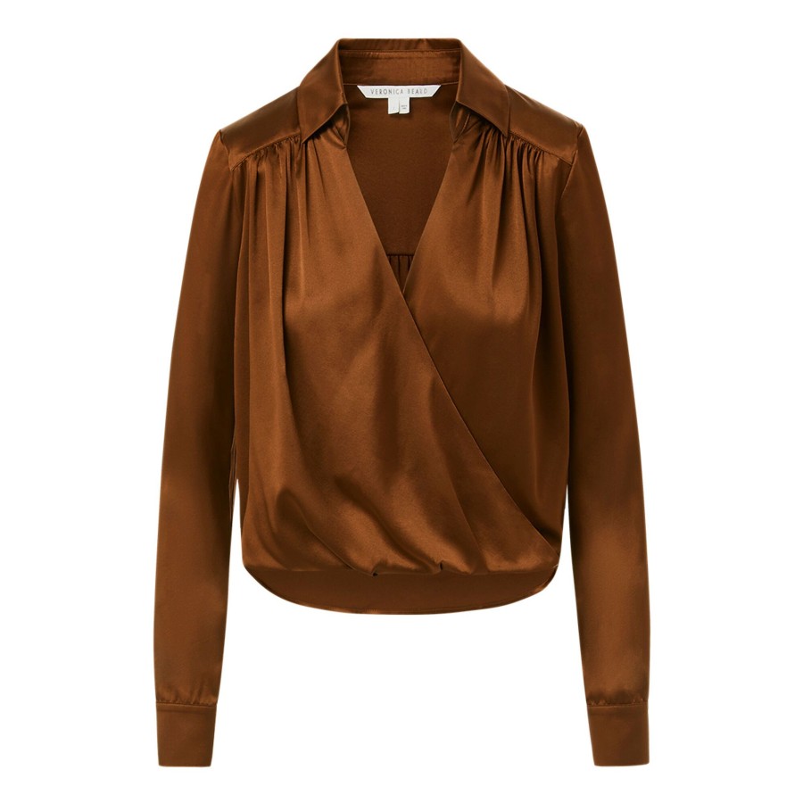 Clothing Veronica Beard | Rozik Stretch Silk Top Dark Ochre