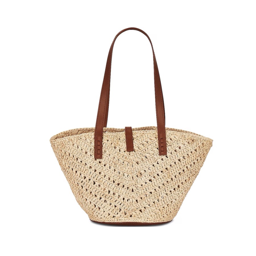Handbags Saint Laurent | Panier Small Raffia Tote Brick/Natural