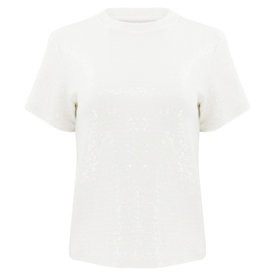 Clothing Twp | The Sequined Tee Ivory