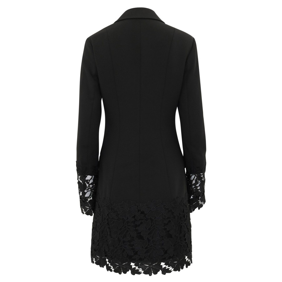 Clothing Zac Posen | Lace Embroidered Blazer Mini Dress Black