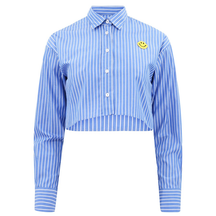 Clothing Joshua Sanders | Pixel Stripe Crop Long Sleeve Blue