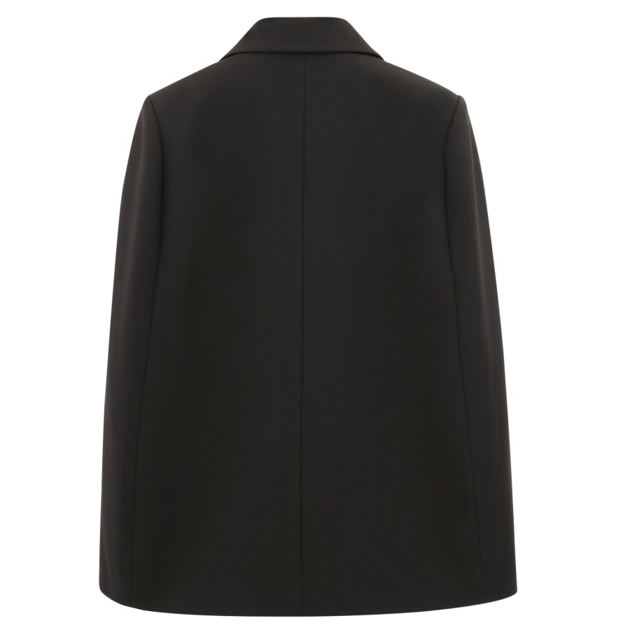 Clothing L'Agence | Christina Satin Lapel Cape Blazer Black