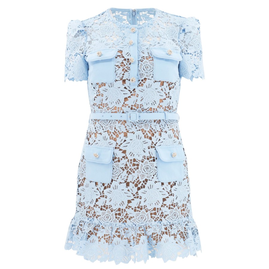 Clothing Self-Portrait | Lace Mini Dress Blue
