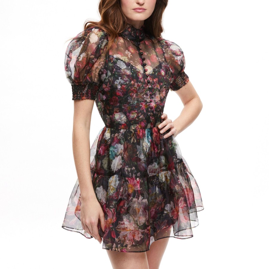 Clothing Alice + Olivia | Vernita Puff Sleeve Mini Dress After Midnight