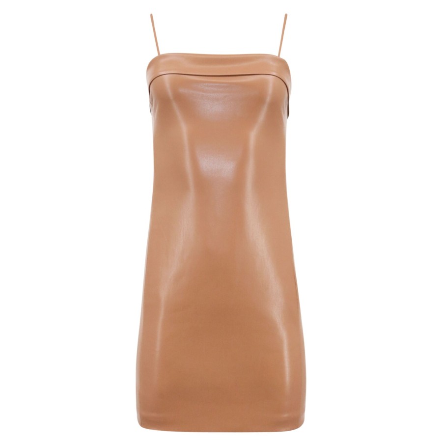 Clothing Alice + Olivia | Kelly Vegan Leather Mini Dress Camel