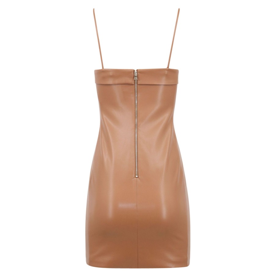 Clothing Alice + Olivia | Kelly Vegan Leather Mini Dress Camel