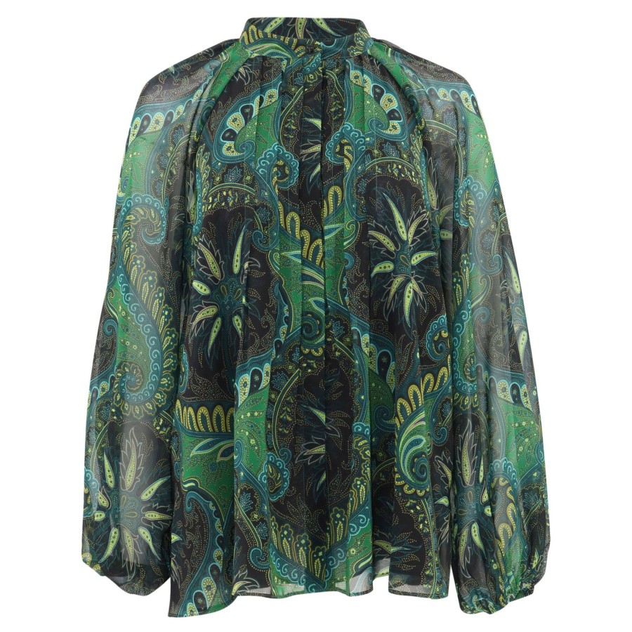 Clothing Kobi Halperin | Riley Paisley-Print Blouson-Sleeve Blouse Ivy Multi