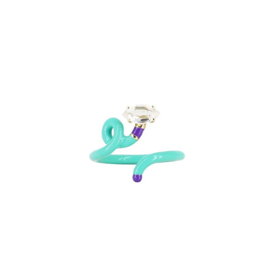 Jewelry Bea Bongiasca | Baby Vine Tendril Ring Mint/Purple
