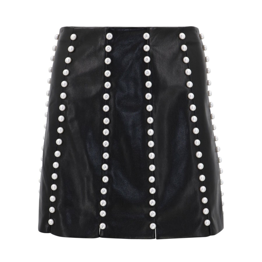 Clothing Alice + Olivia | Lecia Embellished Vegan Mini Skirt Black