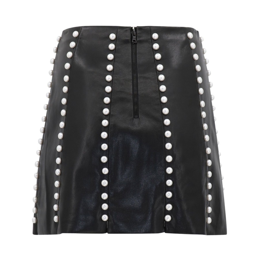 Clothing Alice + Olivia | Lecia Embellished Vegan Mini Skirt Black