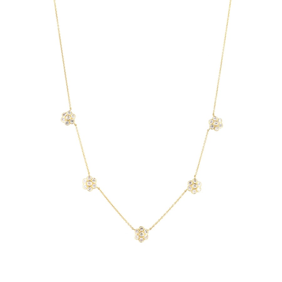 Jewelry Cindy Ensor | Five Station Flower Necklace Gold