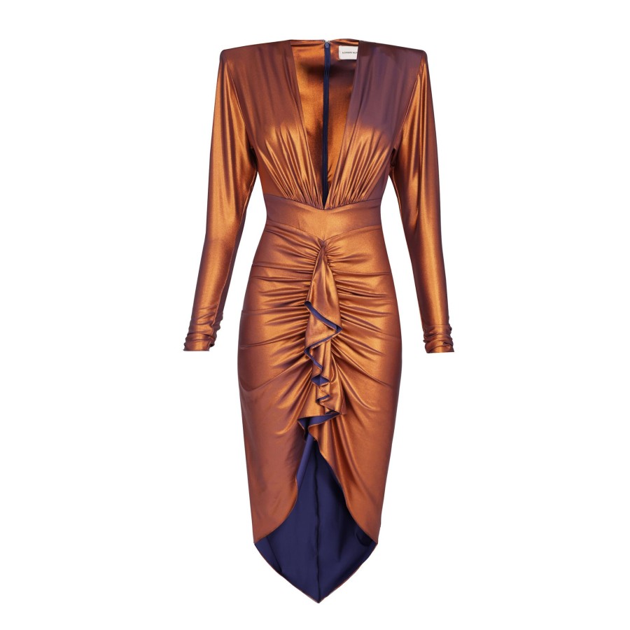 Clothing Alexandre Vauthier | Ruched Midi Dress Cinnabar