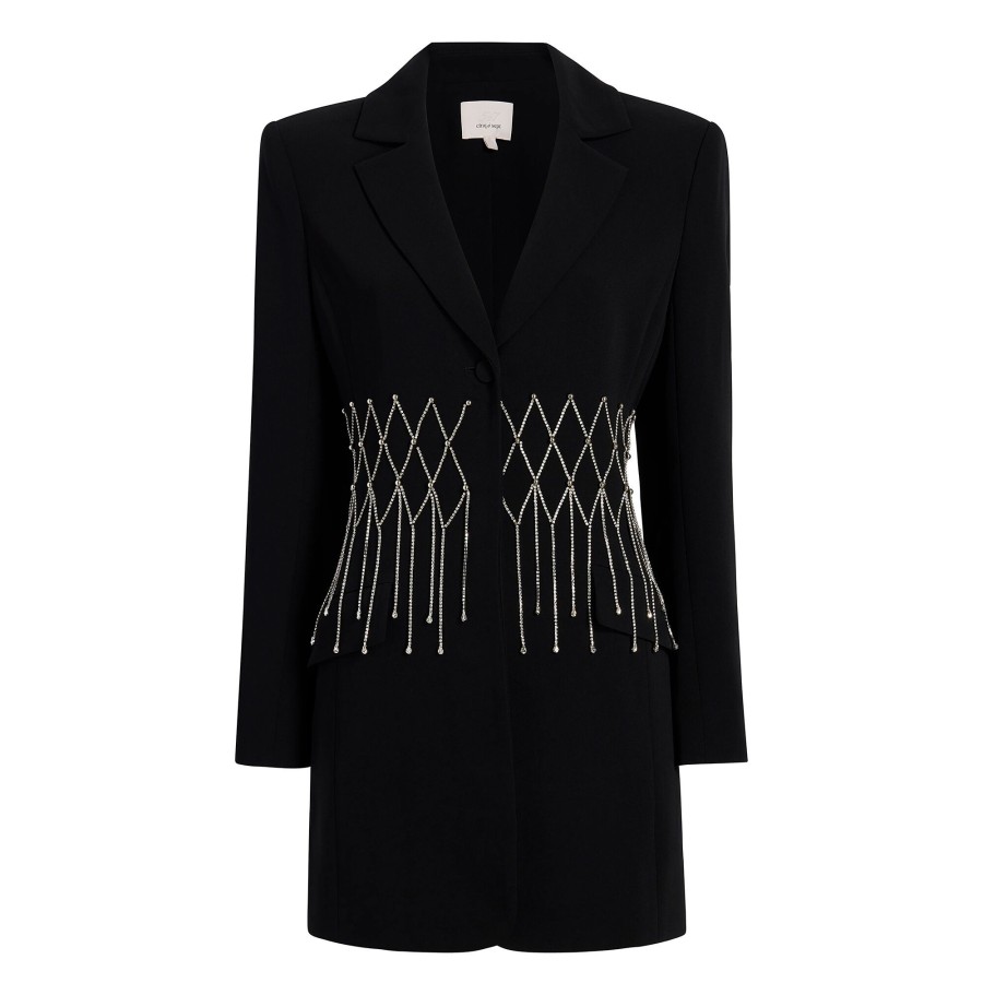 Clothing Cinq à Sept | Naydeen Chainlink-Embellished Blazer Dress Black