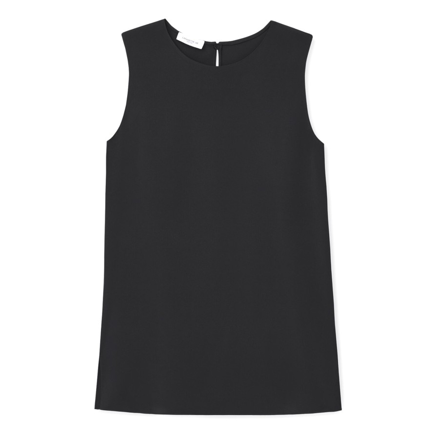 Clothing Lafayette 148 New York | Adela Silk Crepe De Chine Sleeveless Blouse Black
