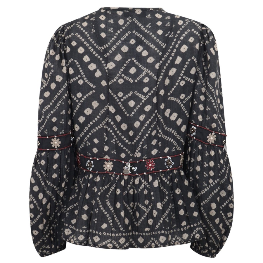 Clothing Sea | Maja Embroidered Cotton Top Black