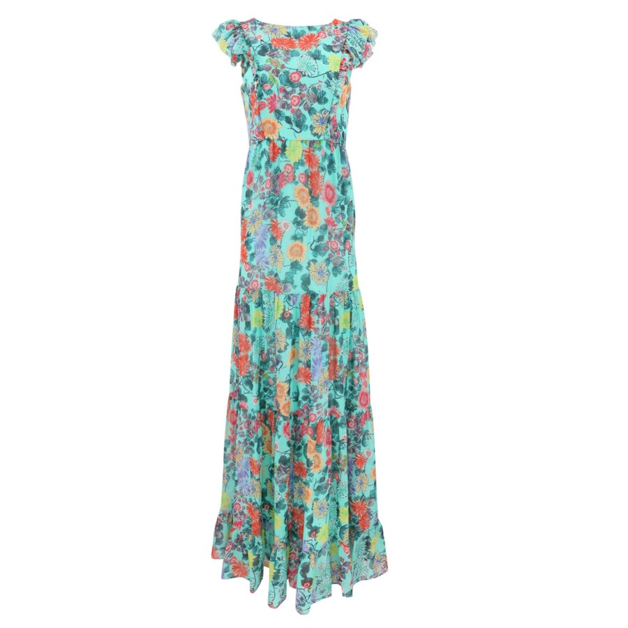 Clothing Saloni | Malika Dress Jardine Aqua