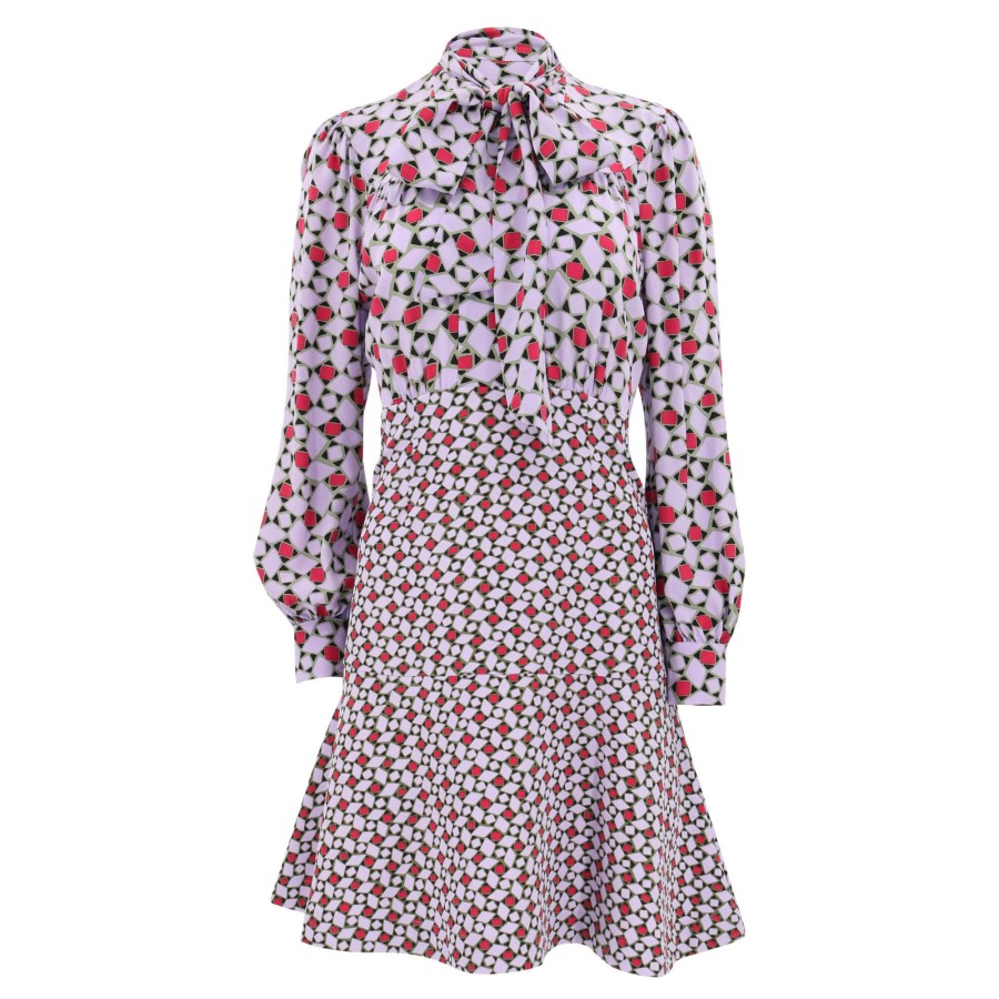 Clothing Diane von Furstenberg | Alcina Dress Tiny Venice Geo Red Purple