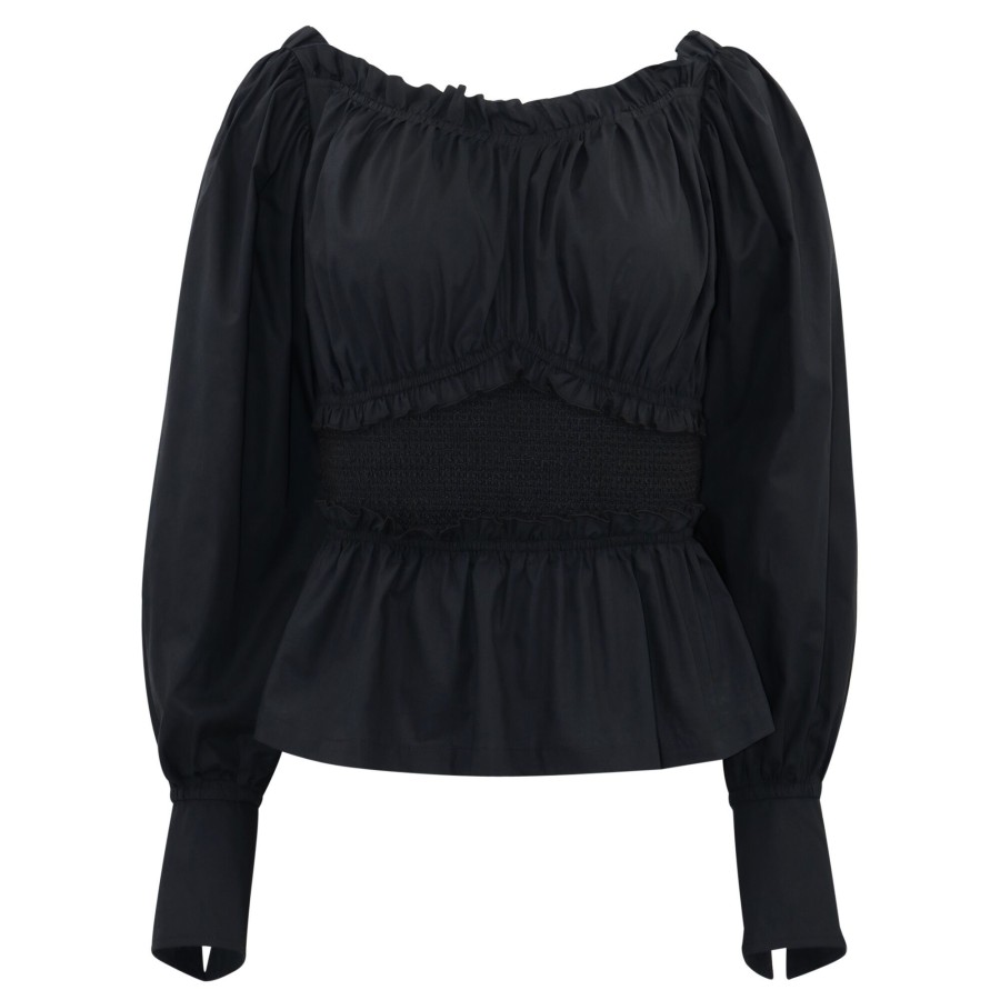 Clothing Hope for Flowers | Shirred Bodice Blouse Black
