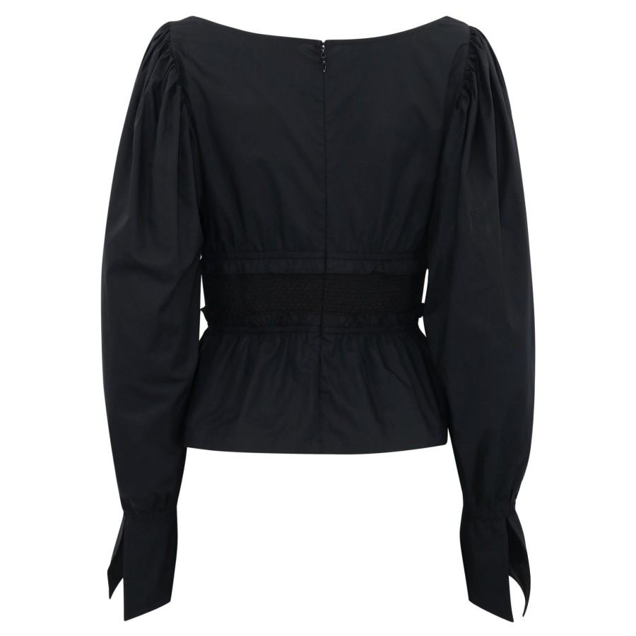 Clothing Hope for Flowers | Shirred Bodice Blouse Black
