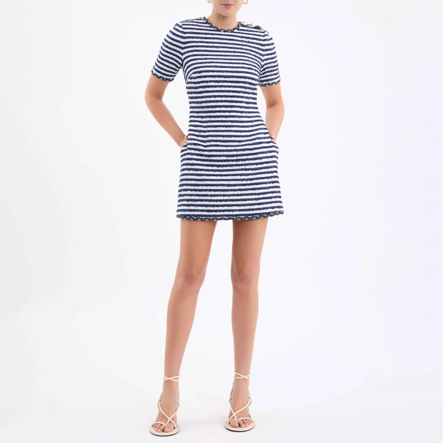 Clothing Rebecca Vallance | Matteo Mini Dress Navy Stripe