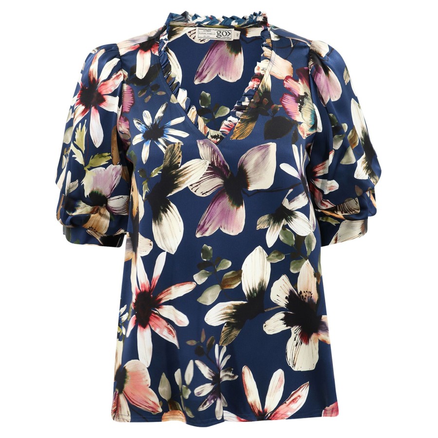 Clothing Go Silk | Go Afternoon Tee Gold Lurex Floral