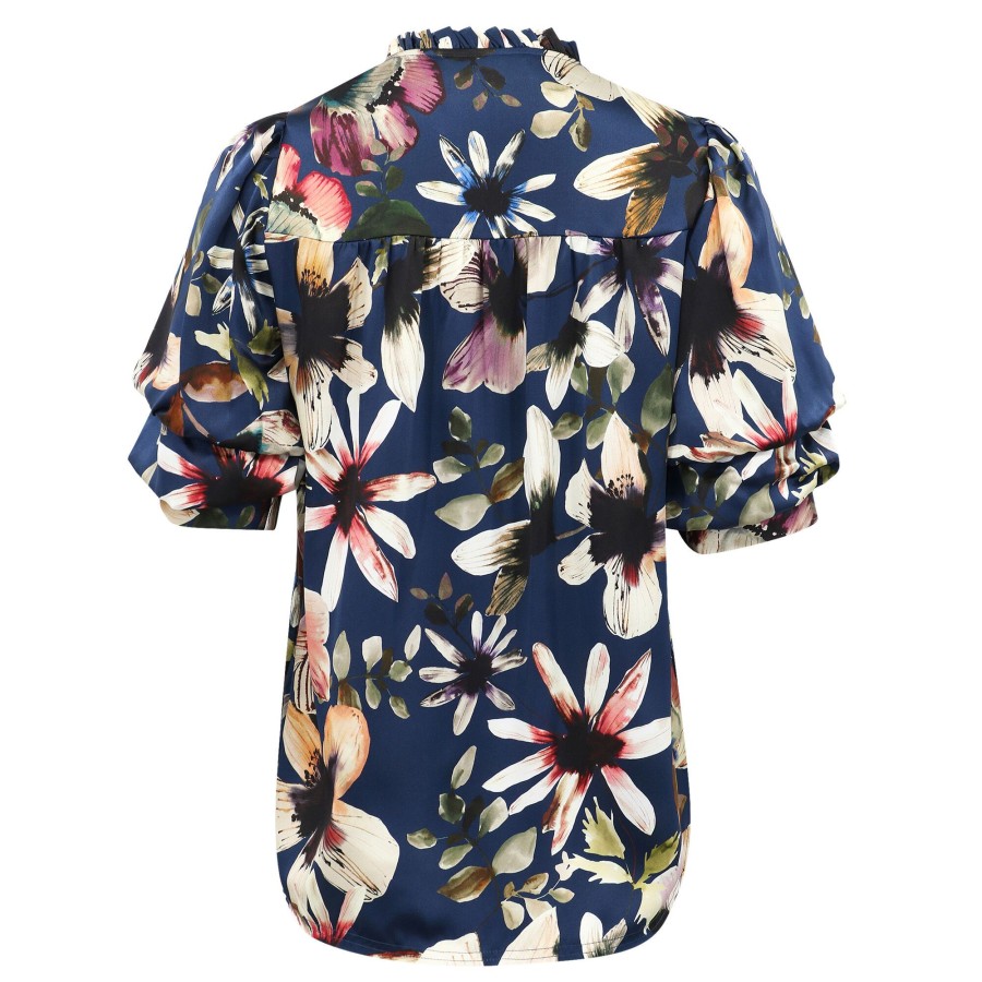 Clothing Go Silk | Go Afternoon Tee Gold Lurex Floral