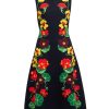 Clothing Oscar de la Renta | Sleeveless Nasturtium Jacquared Dress Navy Multi