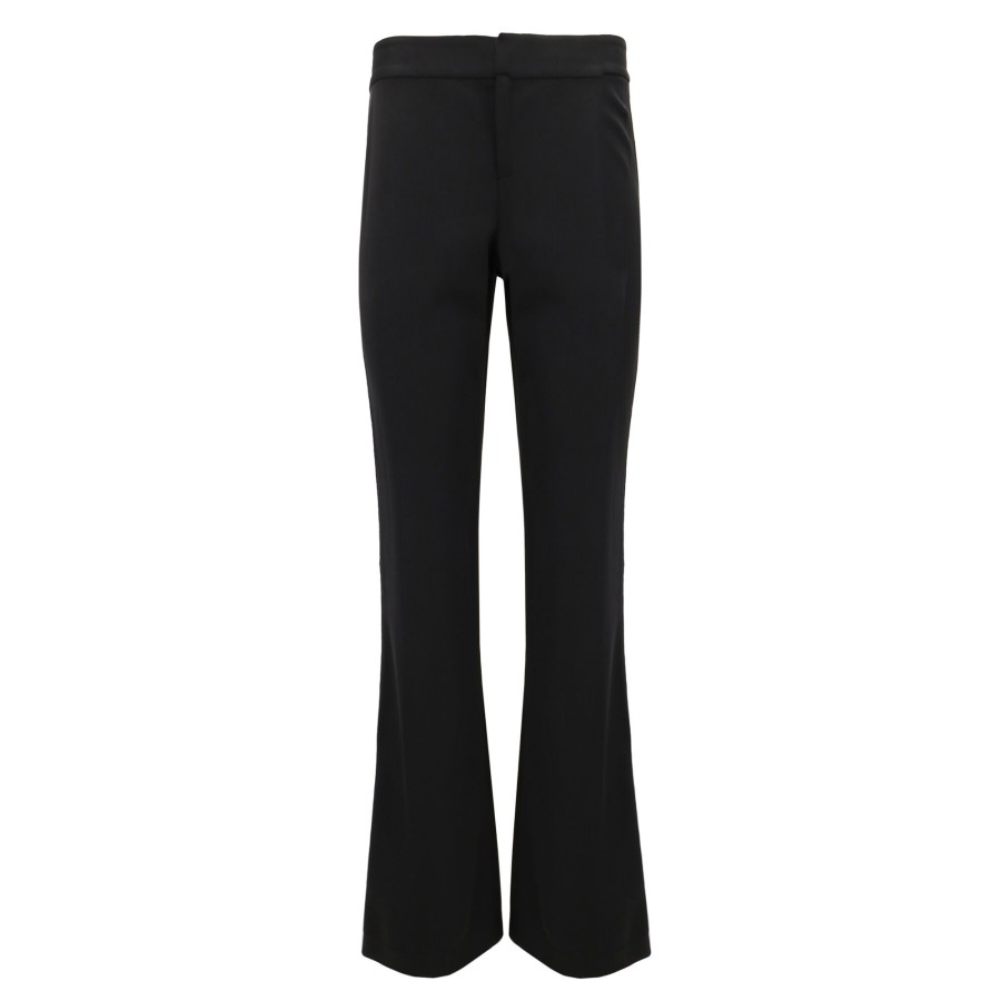 Clothing Alice + Olivia | Livi Embellished Satin Straight Pants Black