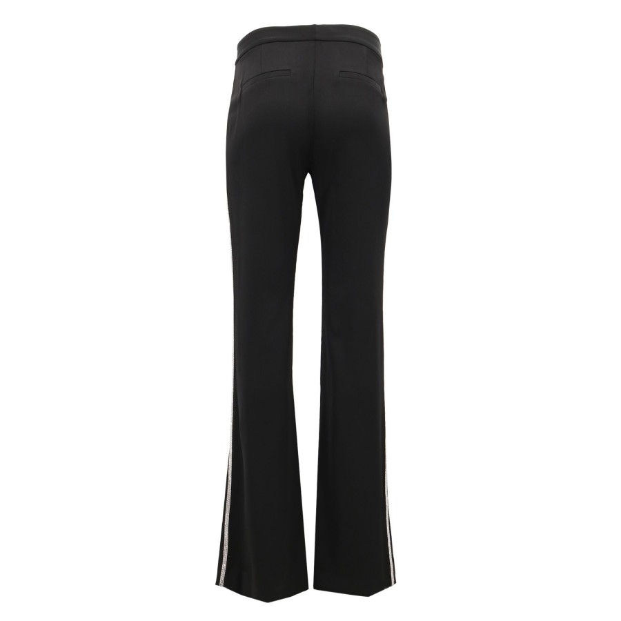 Clothing Alice + Olivia | Livi Embellished Satin Straight Pants Black