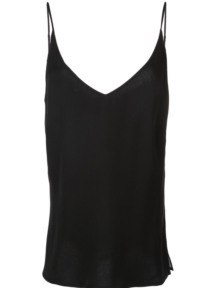 Clothing L'Agence | Gabriella V-Neck Silk Tank Black