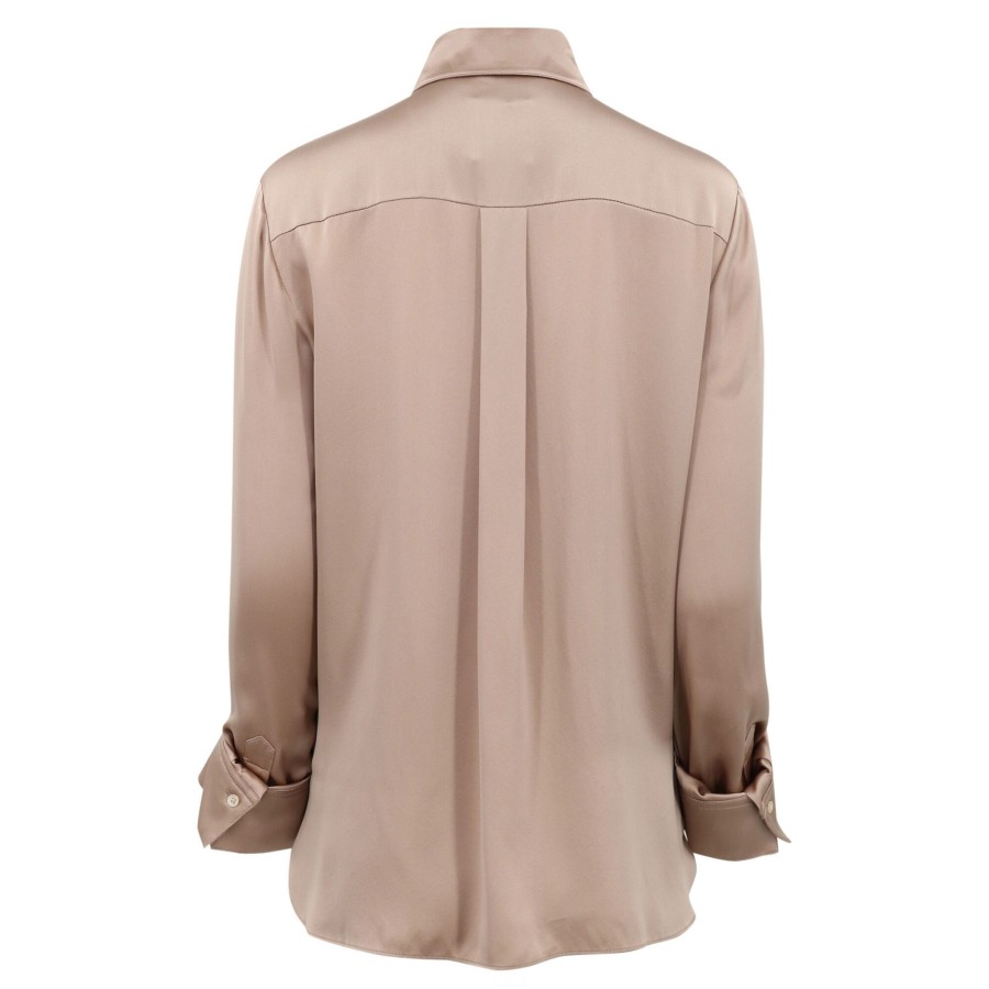 Clothing Twp | Boyfriend Silk Shirt Cappuccino