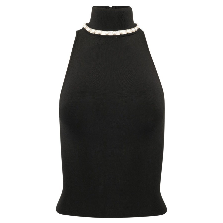 Clothing Alice + Olivia | Annalee Mock Neck Halter Top Black