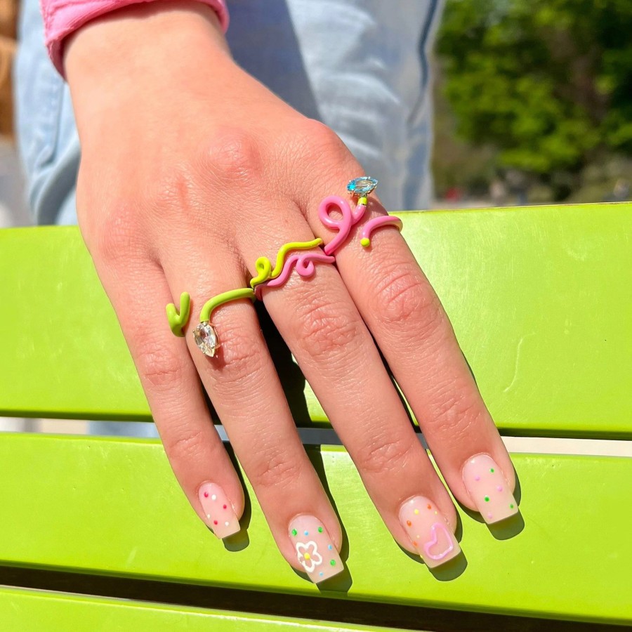 Jewelry Bea Bongiasca | Wave Stacking Ring Lime Green