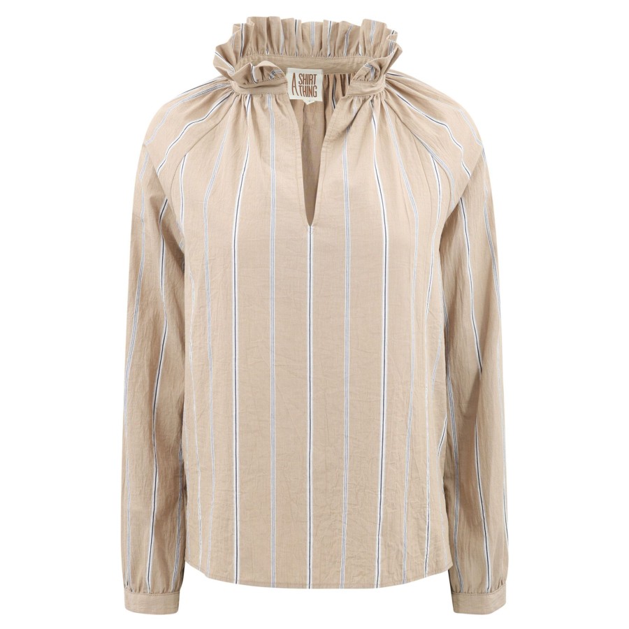 Clothing A Shirt Thing | Josephine Stripe Blouse Toffee