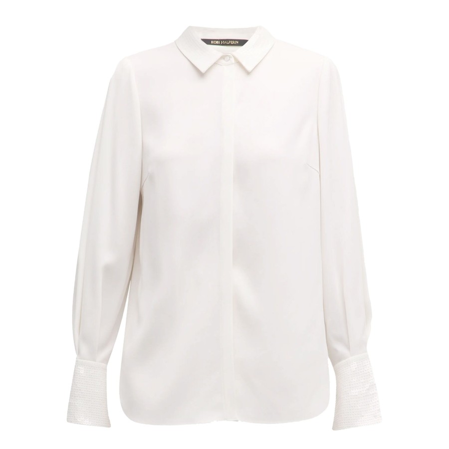 Clothing Kobi Halperin | Linden Pleated Sequin-Embellished Blouse Black (Out Of Stock)