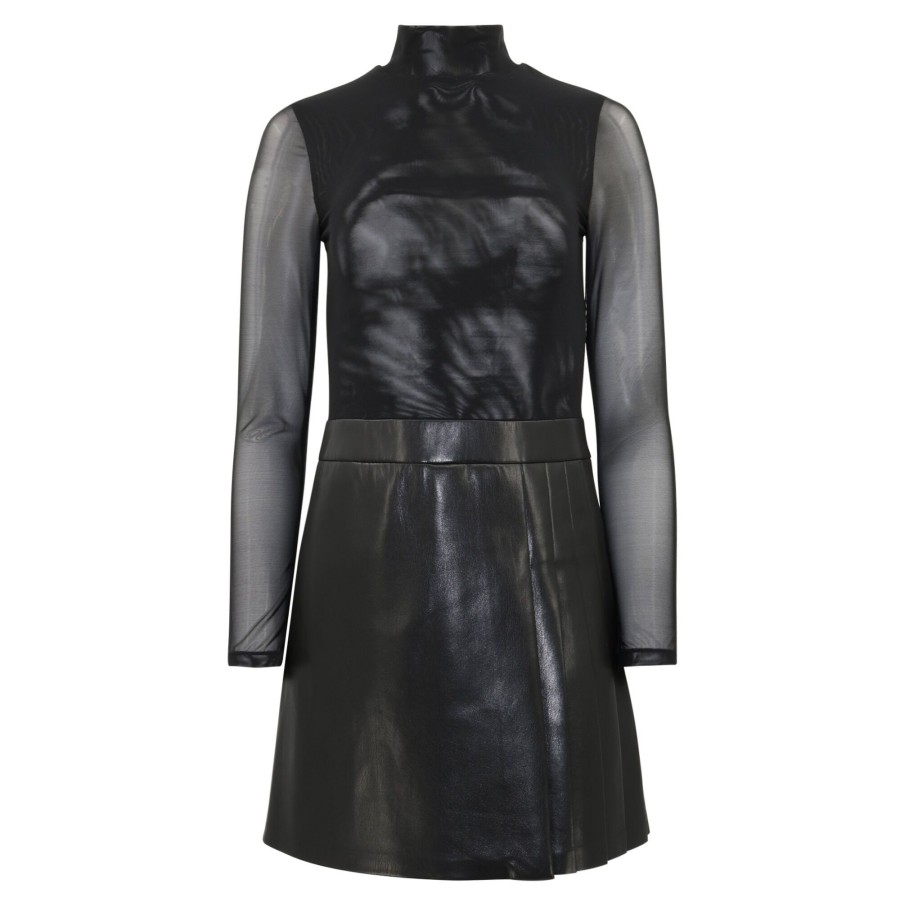 Clothing Alice + Olivia | Chara Vegan Leather Mini Dress Black