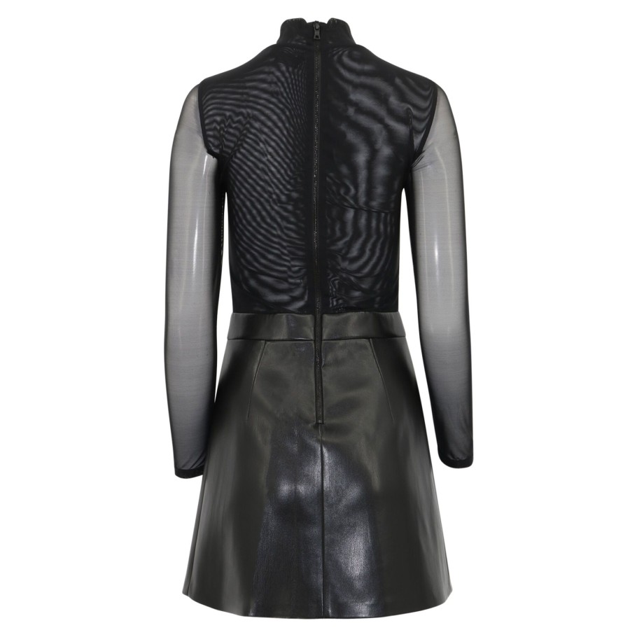 Clothing Alice + Olivia | Chara Vegan Leather Mini Dress Black