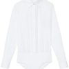 Clothing Lafayette 148 New York | Heritage Stretch Cotton Button-Down Bodysuit White