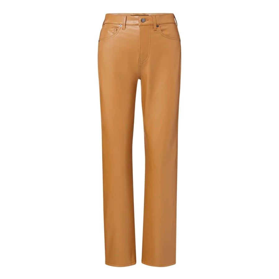 Clothing Veronica Beard | Joey Vegan Leather Straight Leg Pant Cognac