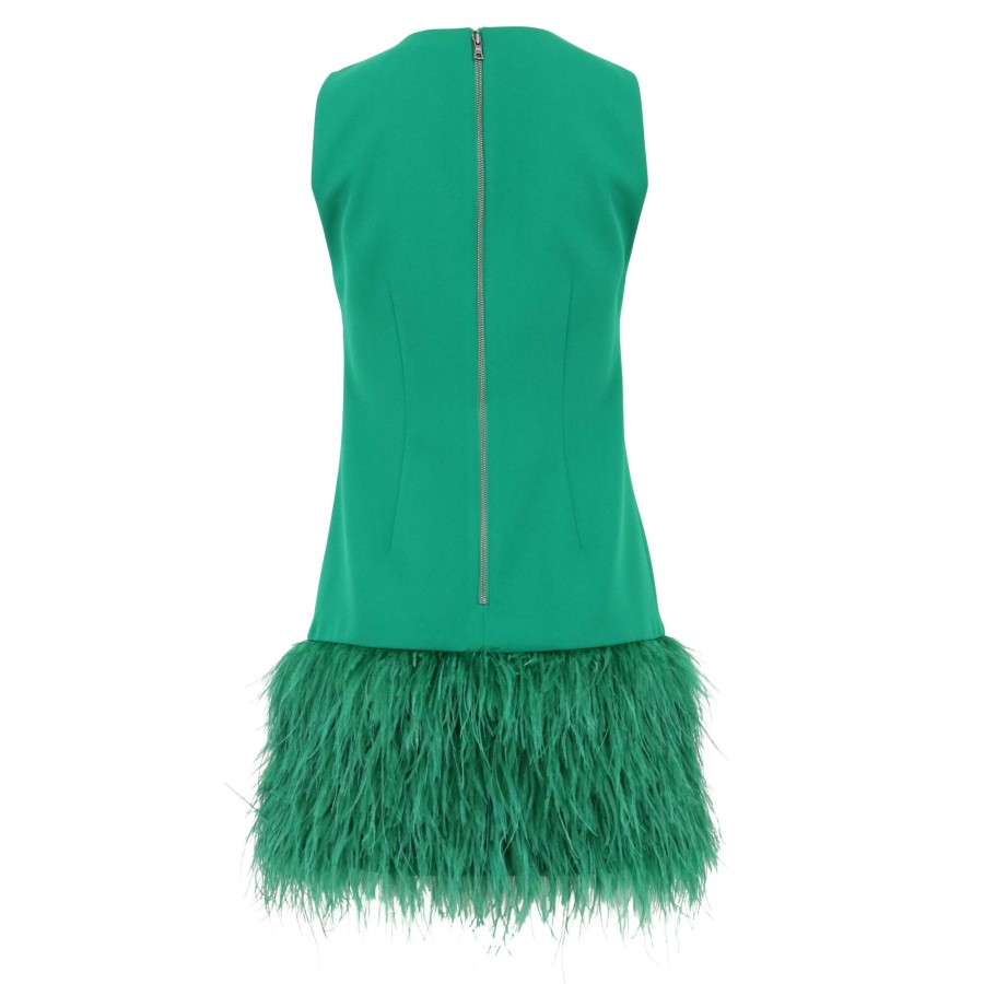 Clothing Alice + Olivia | Coley Feather Trim Dress Emerald