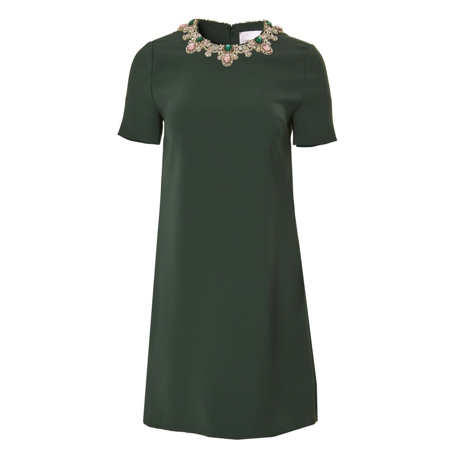 Clothing Carolina Herrera | Jewel Collar Shift Dress Spruce Green