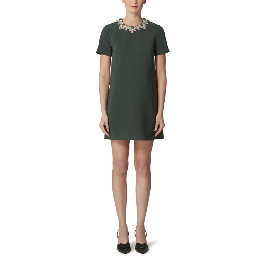 Clothing Carolina Herrera | Jewel Collar Shift Dress Spruce Green