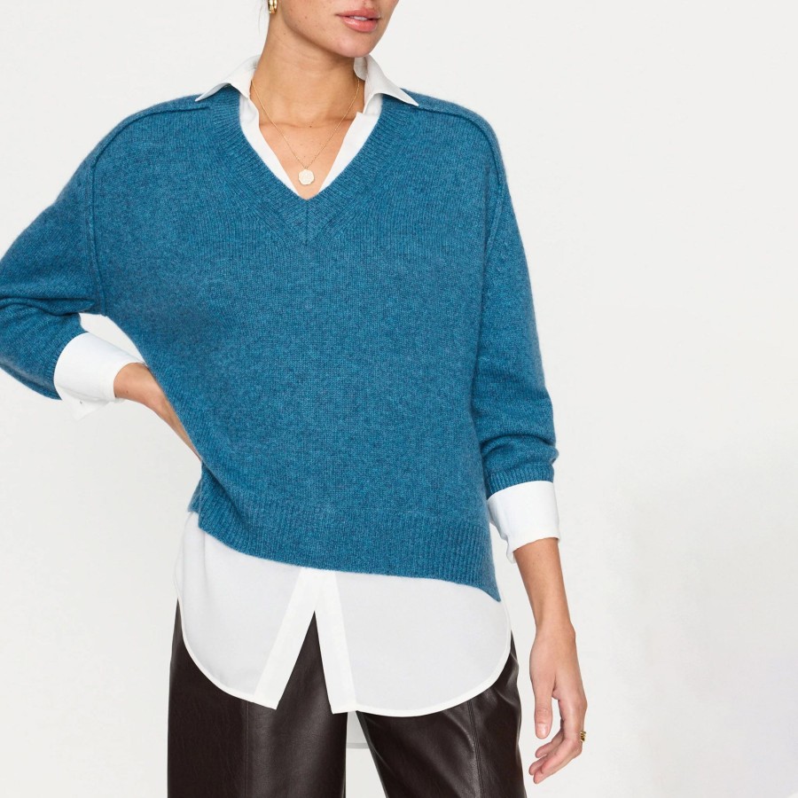Clothing Brochu Walker | The Looker Layered V-Neck Sweater Laguna
